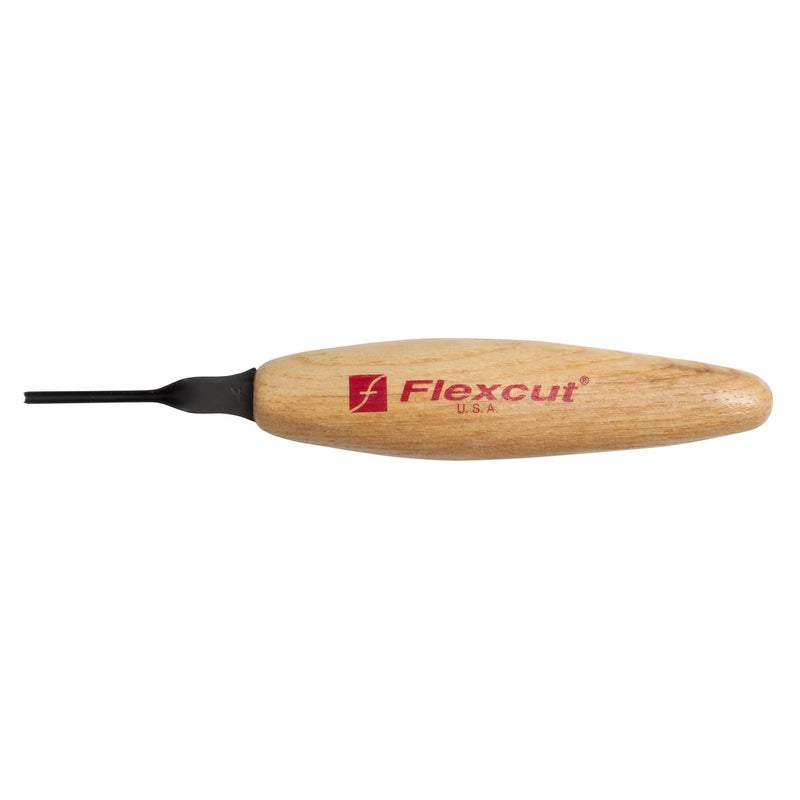 FLEXCUT Wood Carving Tools | 1.5mm Micro Deep U-Gouge | Razor Sharp 1095 High Carbon Steel Cutting Blade for Miniature & Fine Detail Work | Ergonomic Ash Hardwood Handle | MT27 | Made in the U.S.A. - Image 1